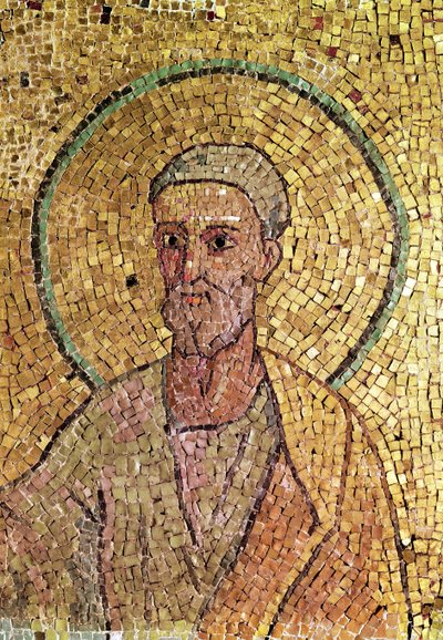 Detail von St. Peter, aus der Krypta von St. Peter, ca. 700 n. Chr. (Mosaik) von Byzantine School